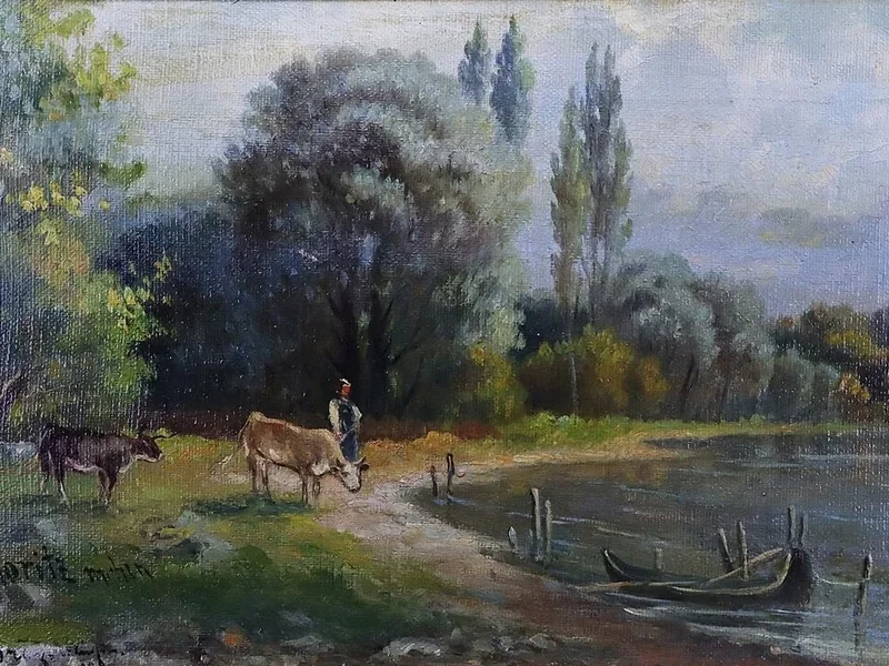 1866-Friedrich Ferdinand Moritz - Abbeveratoio per il bestiame nella foresta